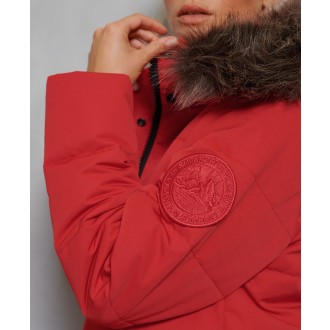 Superdry dámska zimná bunda Longline Everest - Červená