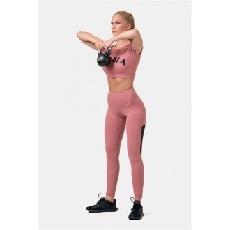 NEBBIA crop top s krátkym rukávom Sporty HERO 584 - Staroružová